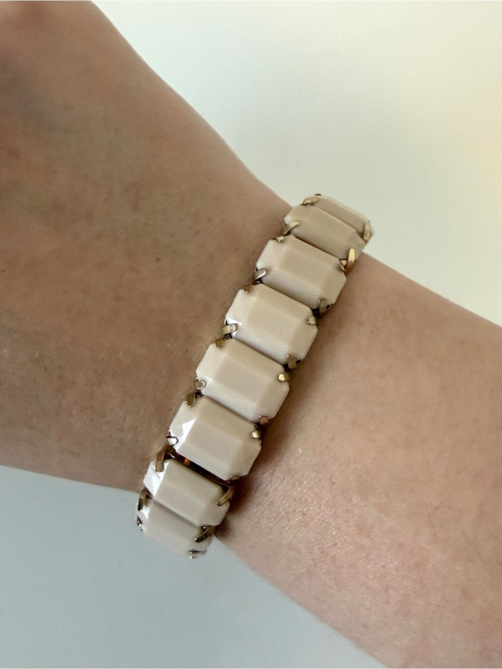 Beige Tile Stretch Bracelet - Elegant Women’s Jewelry